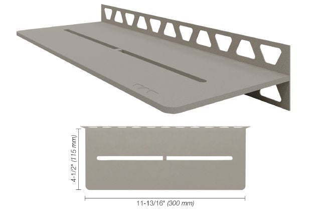 Schluter SHELF-W Étagère mural rectangulaire Pure Design - aluminium grège