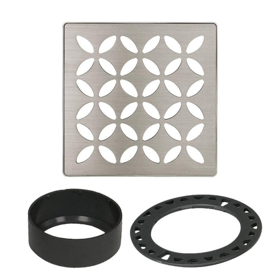 Schluter KERDI-DRAIN Ensemble de grille carrée Floral - acier inoxydable (V2) nickel brossé 4"