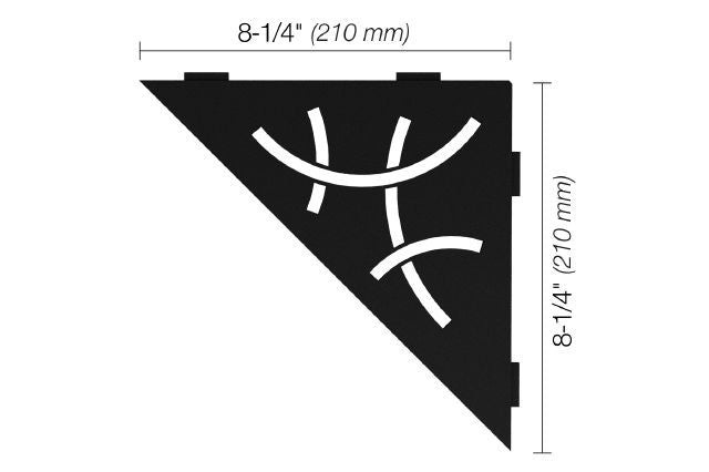 Schluter SHELF-E Étagère de coin triangulaire modèle Curve - aluminium noir mat