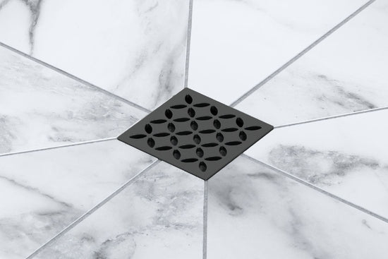 Schluter KERDI-DRAIN Ensemble de grille carrée Floral acier inoxydable (V2) étain 4"