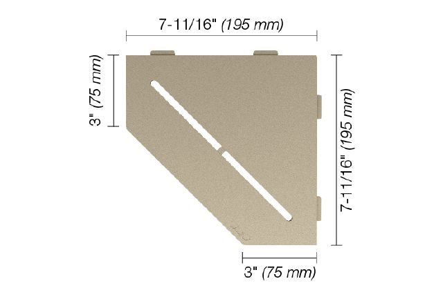 Schluter SHELF-E Étagère de coin pentagonale modèle Pure - aluminium crème