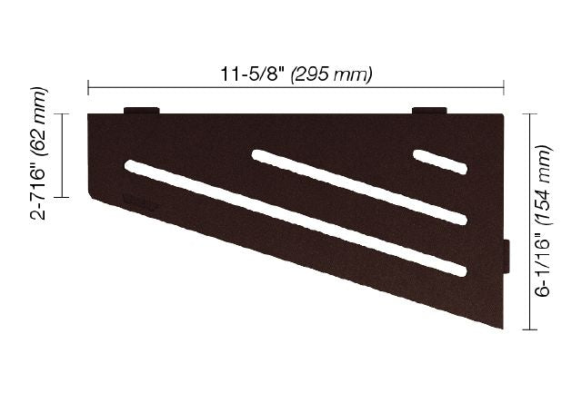 Schluter SHELF-E Étagère de coin quadrilaterale modèle Wave - aluminium bronze