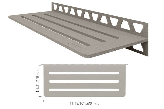 Schluter SHELF-W Étagère mural rectangulaire Wave Design - aluminium grège