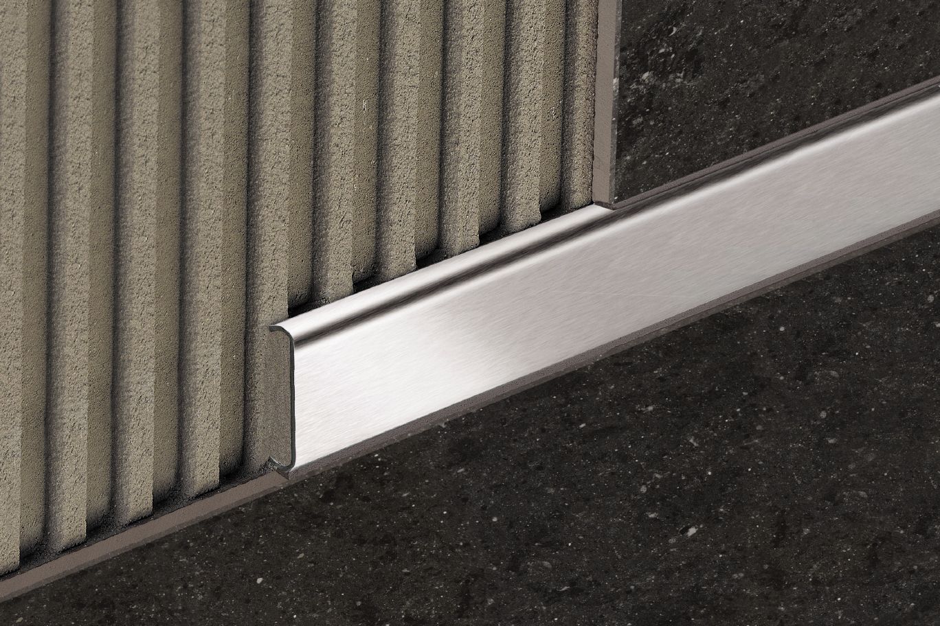 Schluter DESIGNLINE Profil décoratif de bordure - aluminium anodisé nickel mat 1/4" (6 mm) x 8' 2-1/2"
