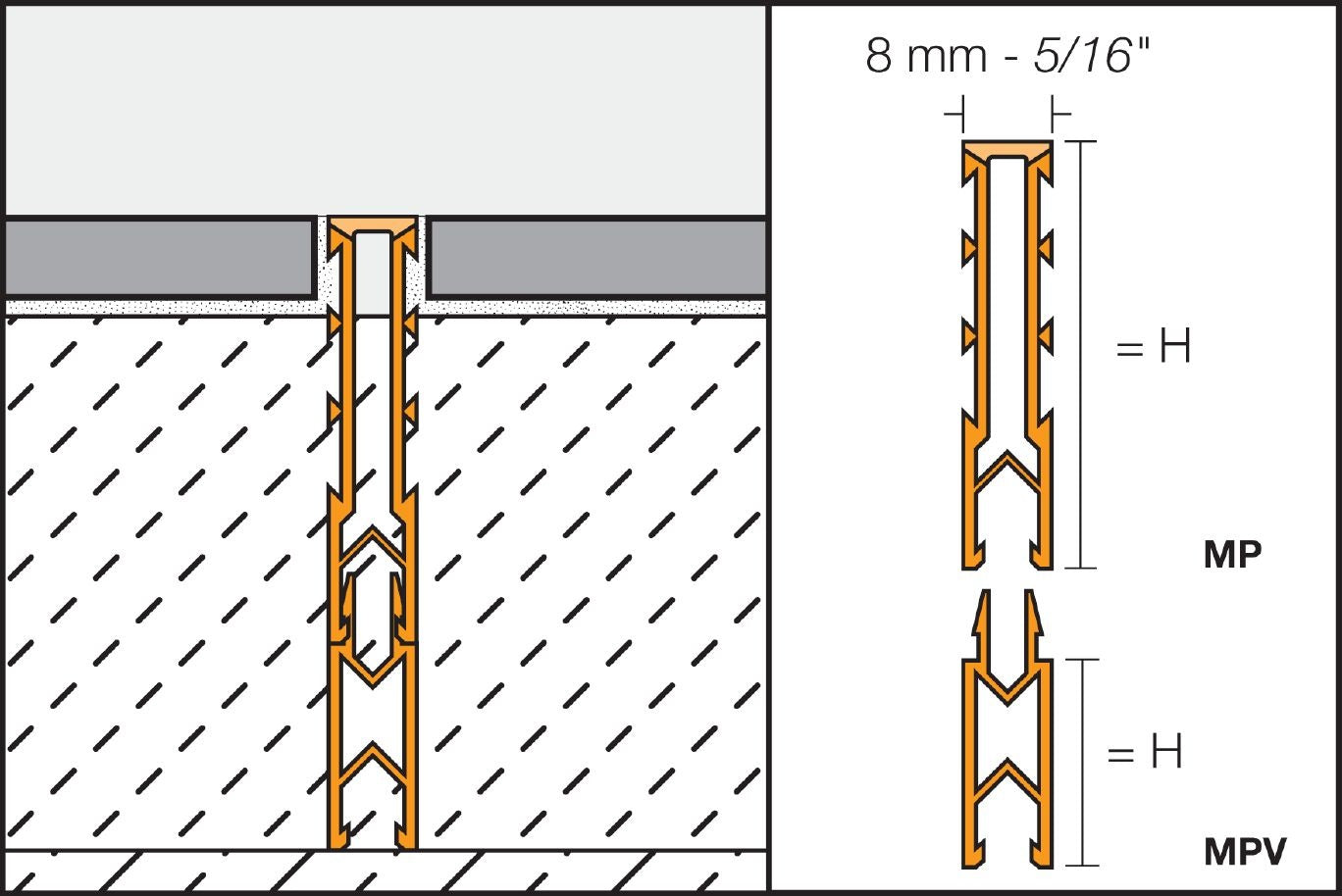 Schluter DILEX-MP Profilé d'expansion de chappe - plastique PVC beige clair 5/16" x 1-3/8" (35 mm) x 8' 2-1/2"