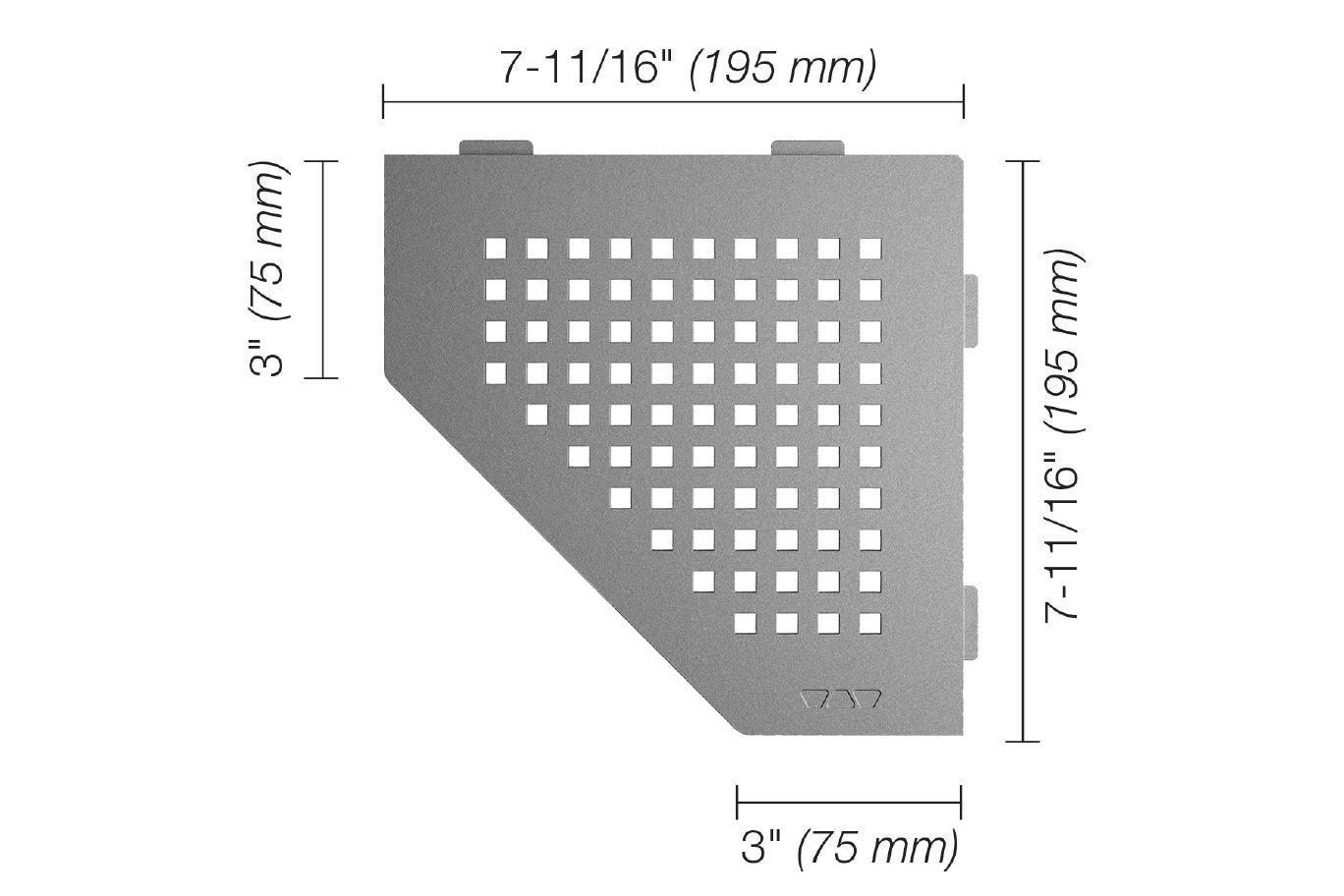 Schluter SHELF-E Étagère de coin pentagonale modèle Square aluminium étain