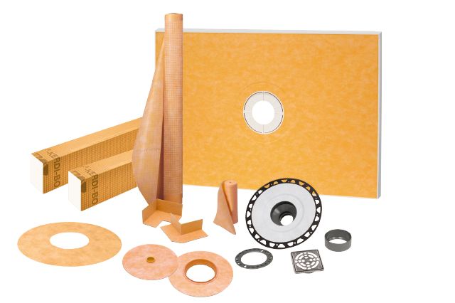 Schluter KERDI-SHOWER-KIT Ensemble de douche avec position de sortie centrée KERDI-SHOWER-KIT avec 2" ABS bride et acier inoxydable gille 38" x 60"
