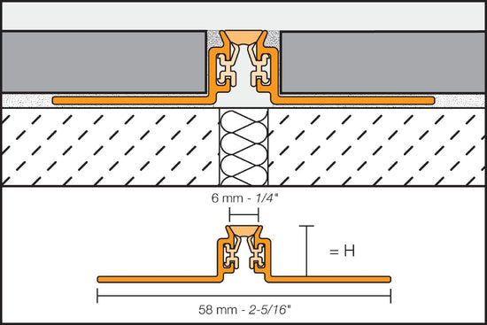 Schluter DILEX-AKWS profilé joint, zone PVC 1/4 pouce, aluminium gris 17/32 (14 mm), 8 pi 2 1/2 po