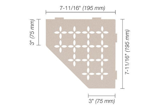 Schluter SHELF-E Étagère de coin pentagonale modèle Floral - aluminium crème