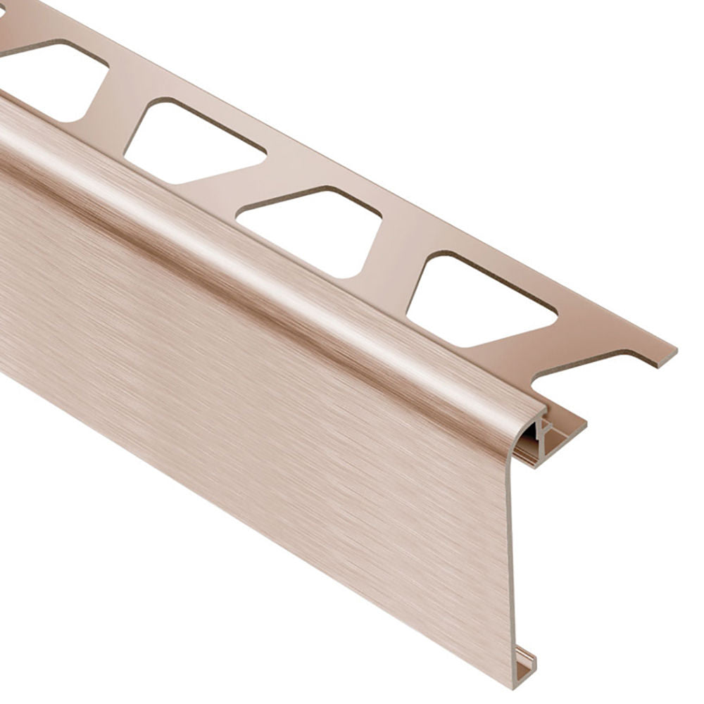 Schluter RONDEC-STEP Profilé de finition et protection des rebords avec ailette verticale de 2-1/4" - aluminium anodisé cuivre brossé 3/8" (10 mm) x 8' 2-1/2"