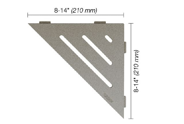 Schluter SHELF-E Étagère de coin triangulaire modèle Wave - aluminium gris pierre