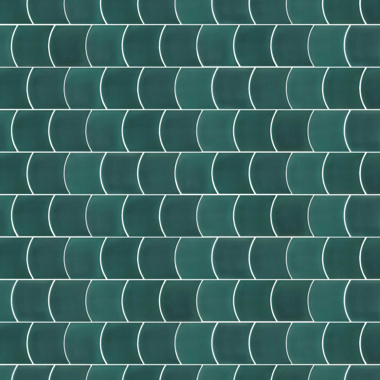 <span>Carreaux de céramique Collection Wave 5x5 po sarcelle, motif ondulé brillant</span>