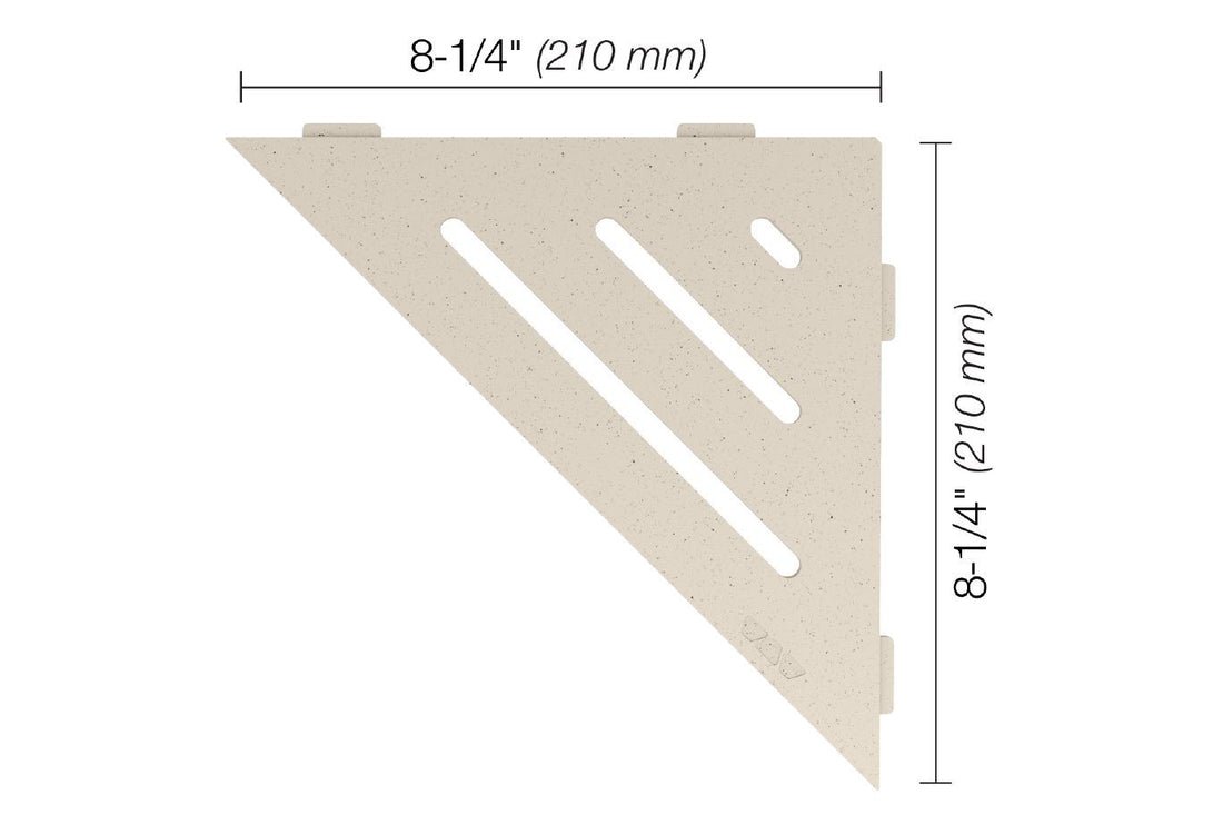 Schluter SHELF-E Étagère de coin triangulaire modèle Wave aluminium ivoire