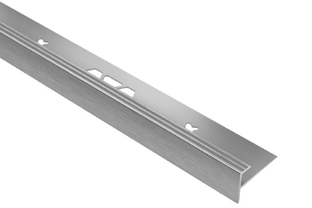 Schluter VINPRO-STEP Profilé de nez de marche pour revêtement de vinyle aluminium anodisé chrome brossé 17/64" (6.5 mm) x 8' 2-1/2"