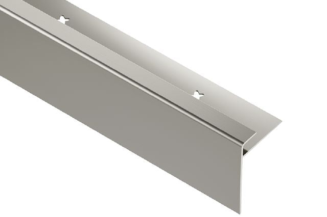 Schluter VINPRO-STEP-R Profilé de nez de marche pour revêtement de vinyle avec dévoilement allongé aluminium anodisé nickel brossé 7/32" (5.5 mm) x 8' 2-1/2"
