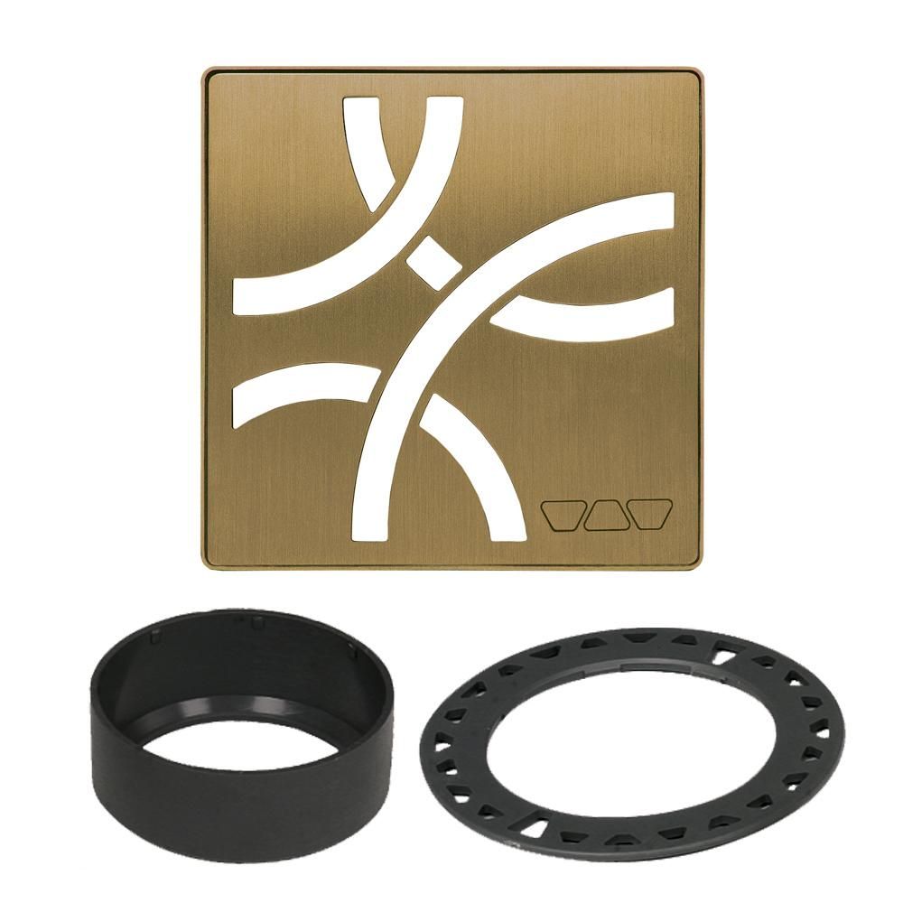 Schluter KERDI-DRAIN Ensemble de grille carrée Curve - acier inoxydable (V2) or antique brossé 4"