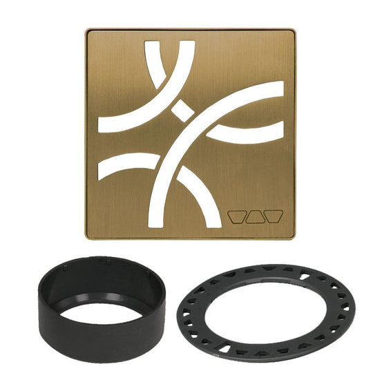 Schluter KERDI-DRAIN Ensemble de grille carrée Curve - acier inoxydable (V2) or antique brossé 4"