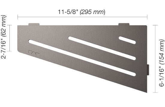 Schluter SHELF-E Étagère de coin quadrilatérale modèle Wave aluminium étain