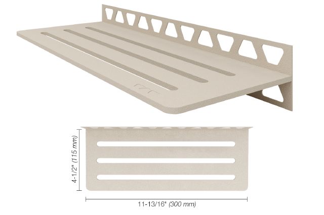 Schluter SHELF-W Étagère mural rectangulaire Wave Design - aluminium crème