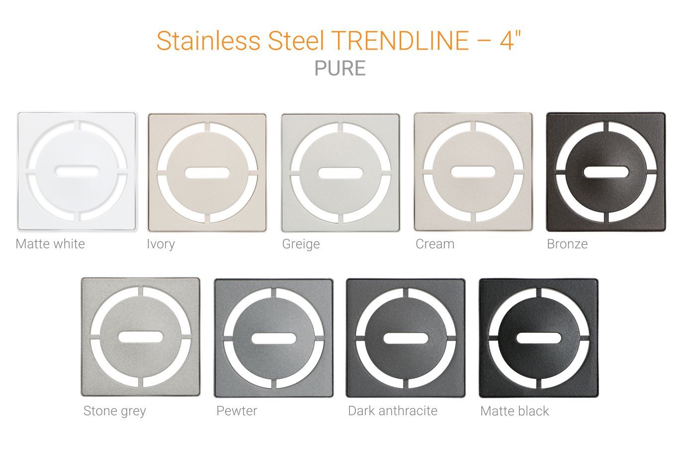 Schluter KERDI-DRAIN Ensemble de grille carrée Pure acier inoxydable (V2) ivoire 4"