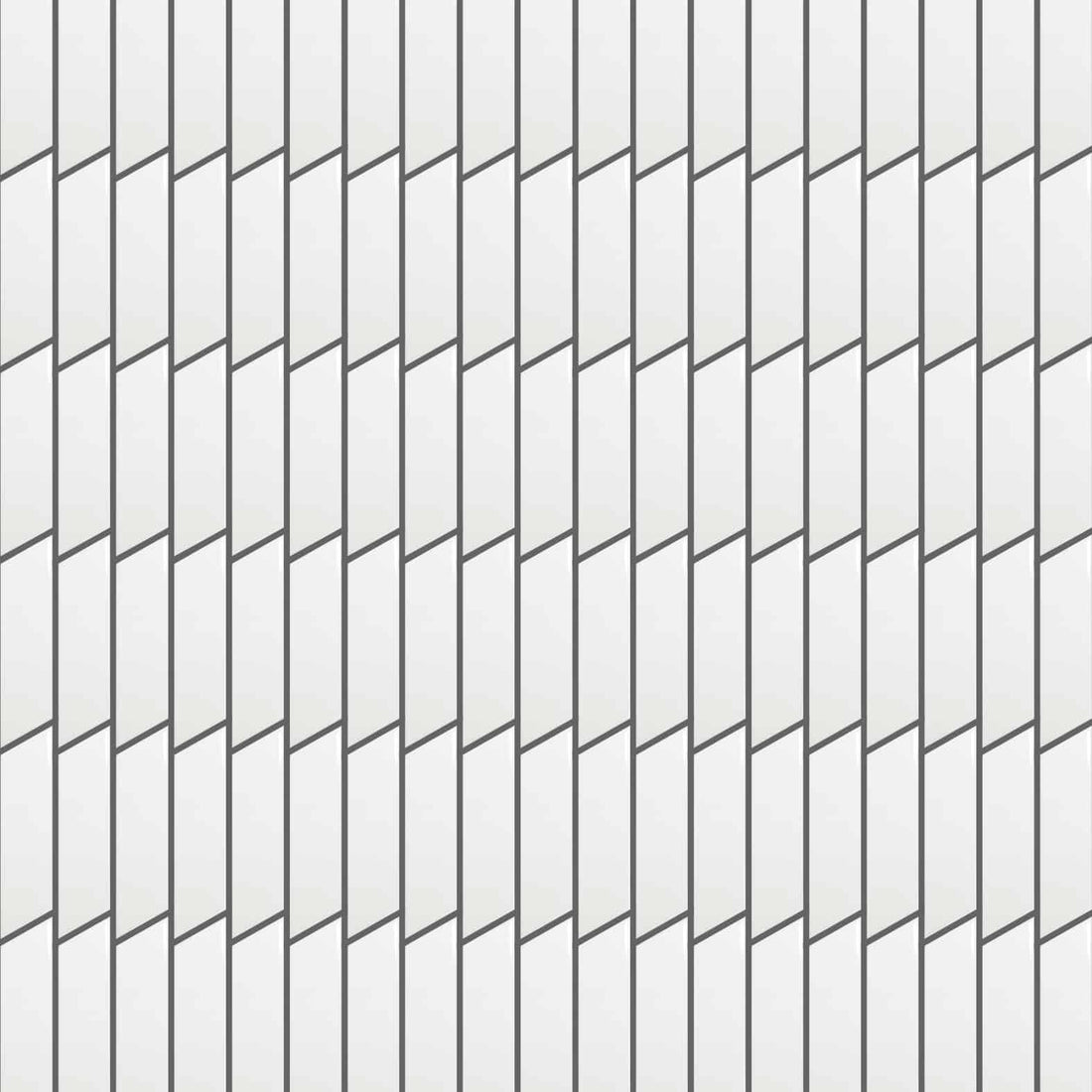 Carreaux de céramique Collection Chevron 2 po x 7 po Gauche, blanc lustré, motif chevron