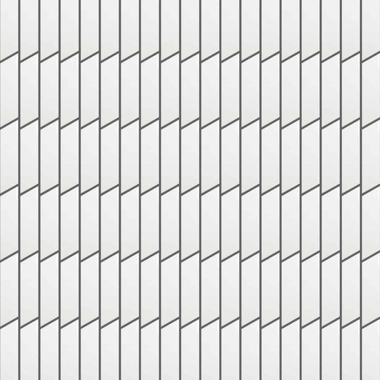 Carreaux de céramique Collection Chevron 2 po x 7 po Gauche, blanc lustré, motif chevron