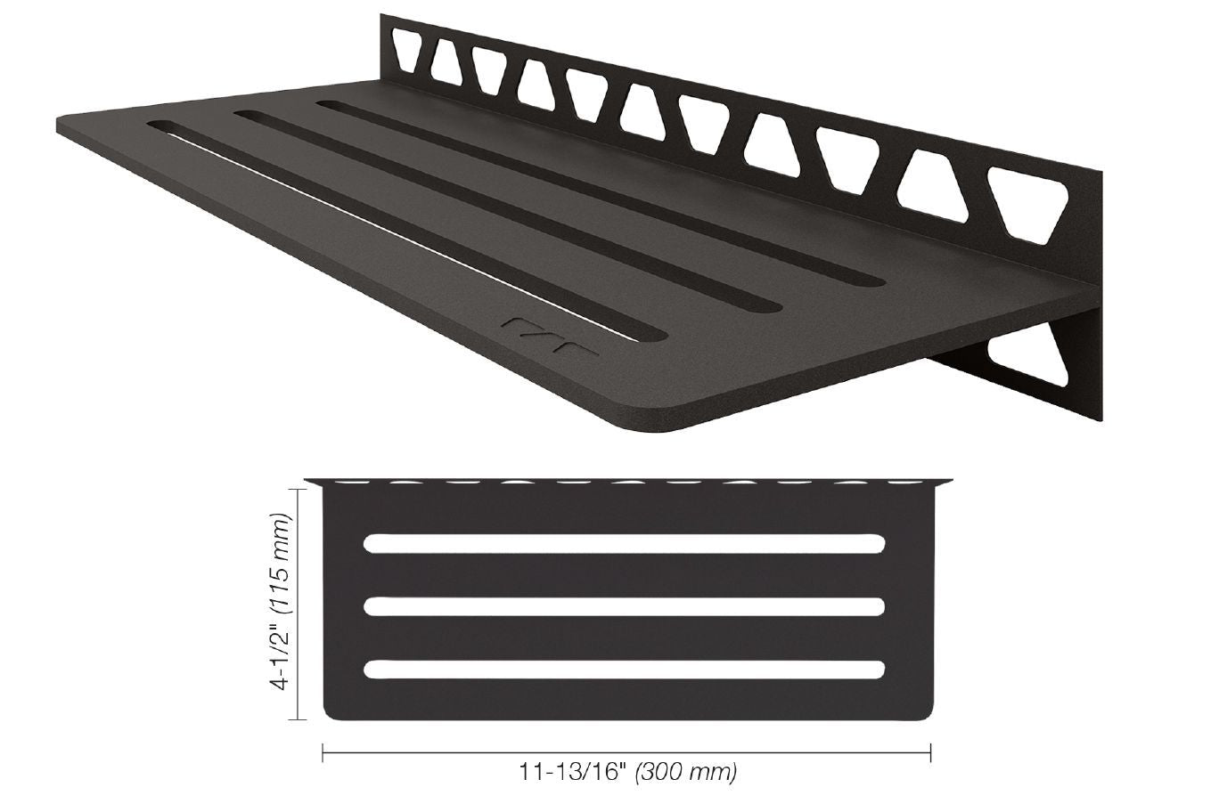 Schluter SHELF-W Étagère murale rectangulaire modèle Wave aluminium anthracite foncé