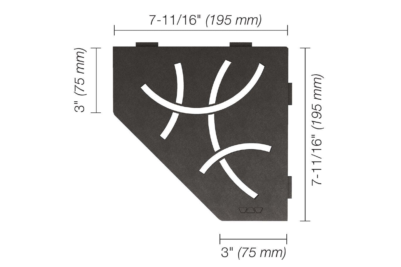 Schluter SHELF-E Étagère de coin pentagonale modèle Curve aluminium anthracite foncé