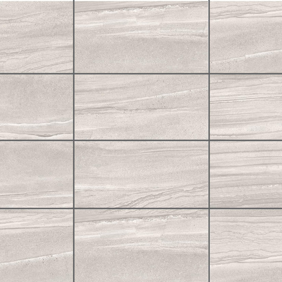 Carreaux de céramique Collection Paros 12 po x 24 po, gris pâle, fini mat