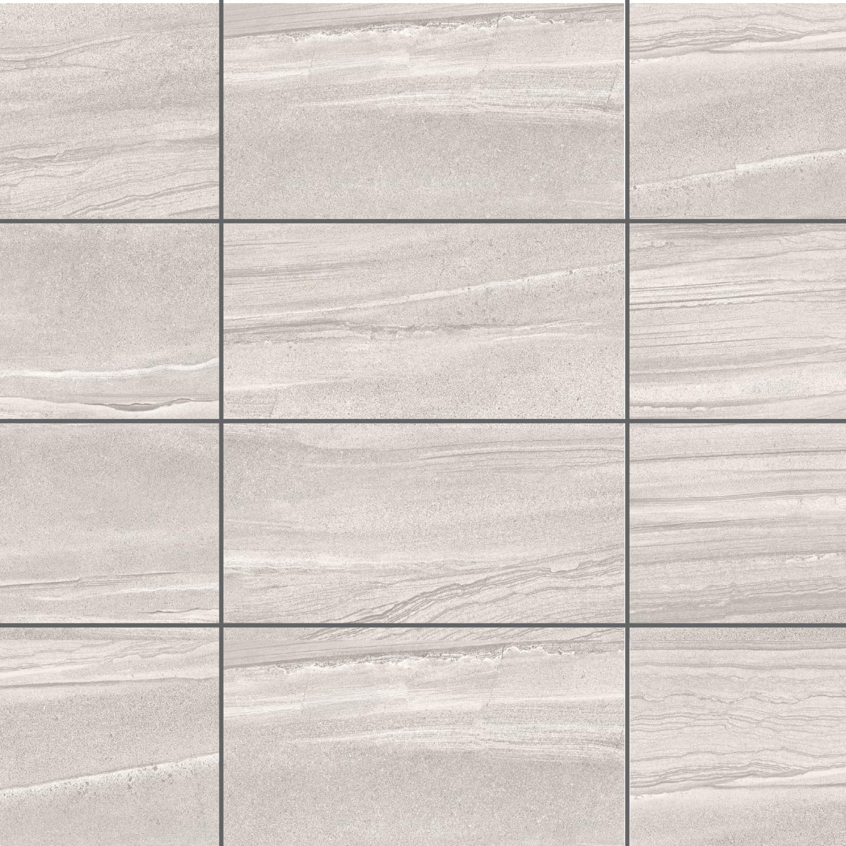 Carreaux de céramique Collection Paros 12 po x 24 po, gris pâle, fini mat