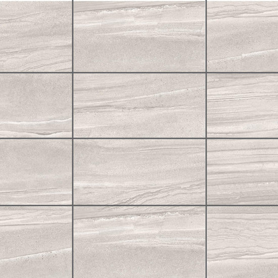 Carreaux de céramique Collection Paros 12 po x 24 po, gris pâle, fini mat
