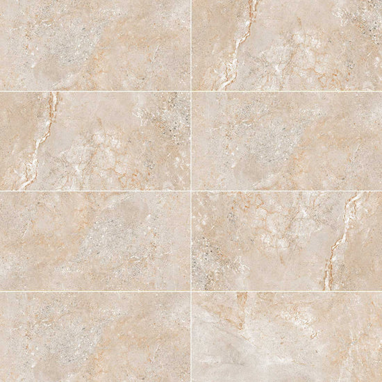 Carreaux de céramique Gemstone 12 po x 24 po, ivoire mat, surface lisse aspect pierre naturelle