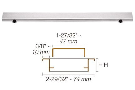 Schluter KERDI-LINE Drain linéaire encastré avec design de grille Solid - acier inoxydable (V4) chrome 3/4" x 19-11/16"
