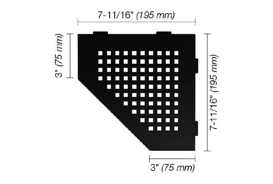 Schluter SHELF-E Étagère de coin pentagonale modèle Square - aluminium noir mat