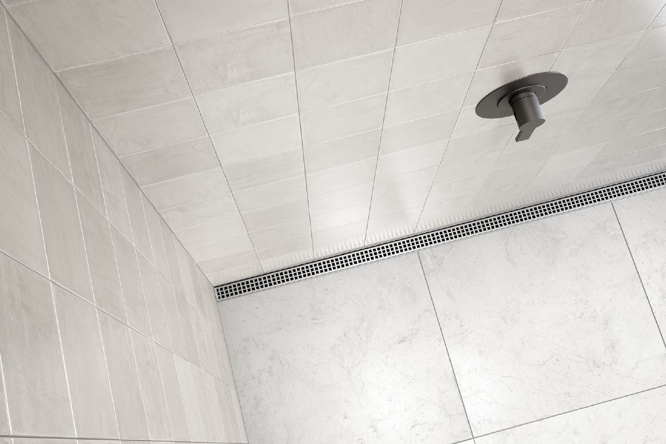 Schluter KERDI-LINE-VARIO Drain linéaire encastré avec design de grille Square - acier inoxydable (V4) brossé 1-1/16" x 48"