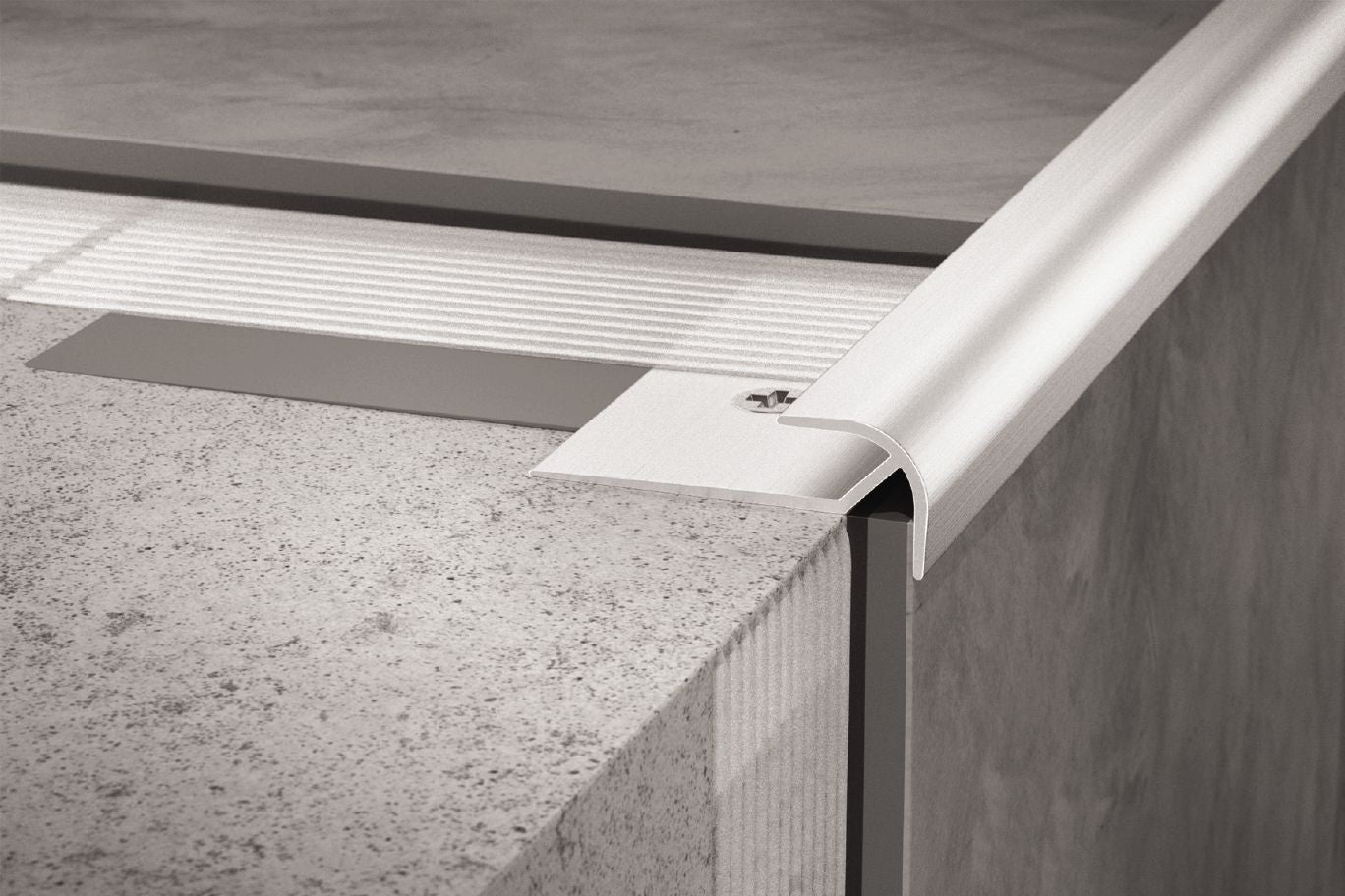 Schluter VINPRO-RO Profilé rond - aluminium anodisé chrome brossé 1/8" (3 mm) x 8' 2-1/2"