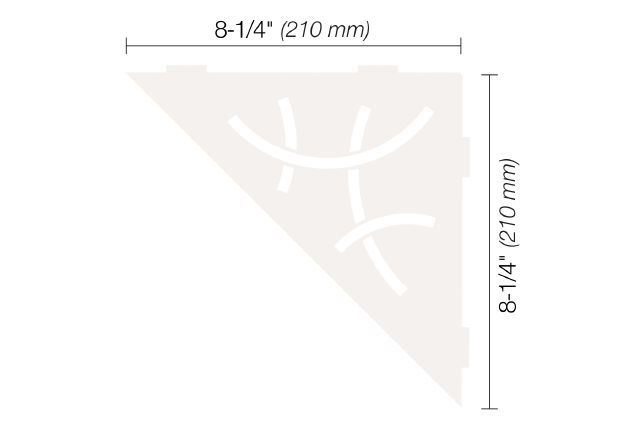 Schluter SHELF-E Étagère de coin triangulaire modèle Curve - aluminium blanc mat
