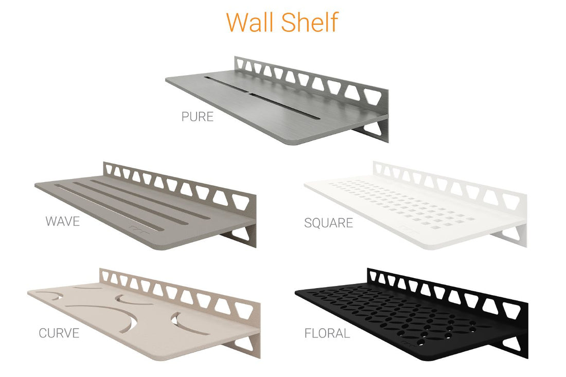 Schluter SHELF-W Étagère murale rectangulaire modèle Wave aluminium ivoire