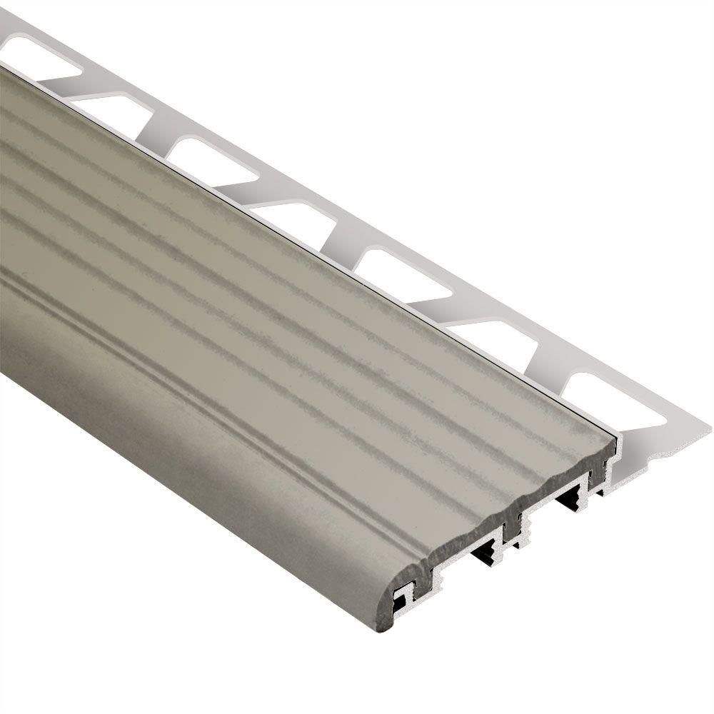 Schluter TREP-B Profilé pour nez de marche - aluminium avec un insert gris 2-1/8" x 9/16" (15 mm) x 4' 11"