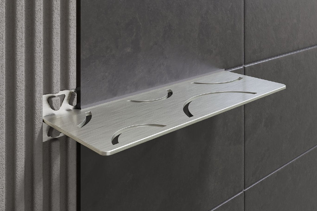 Schluter SHELF-W Étagère murale rectangulaire modèle Curve aluminium ivoire