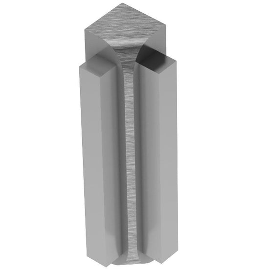 Schluter RONDEC-STEP Coin intérieur 90° avec ailette verticale de 2-1/4" - aluminium anodisé chrome brossé 5/16" (8 mm)