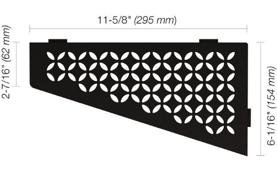 Schluter SHELF-E Étagère de coin quadrilaterale modèle Floral - aluminium noir mat