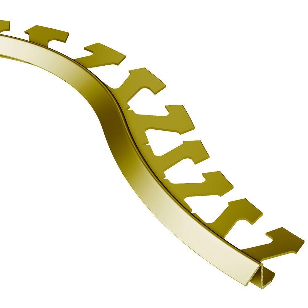 Schluter RENO-TK Radius profilé réducteur laiton 3/8 (10 mm) x 8' 2-1/2, finition brillante bord arrondi