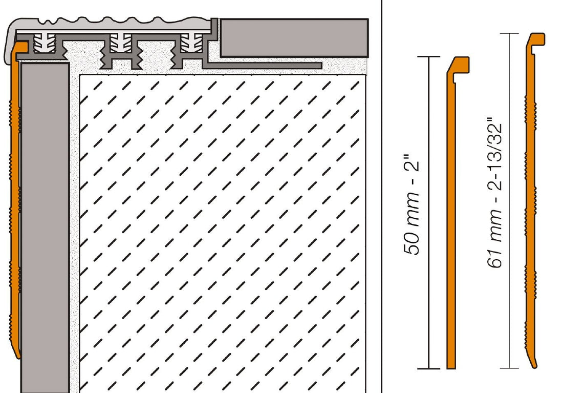 Schluter TREP-TAP Profilé de contremarche - aluminium anodisé mat 2" (50 mm) x 3' 3"