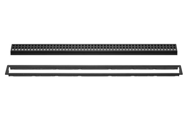 Schluter KERDI-LINE Drain linéaire encastré avec design de grille Square acier inoxydable (V4) noir mat 3/4" x 62-15/16"