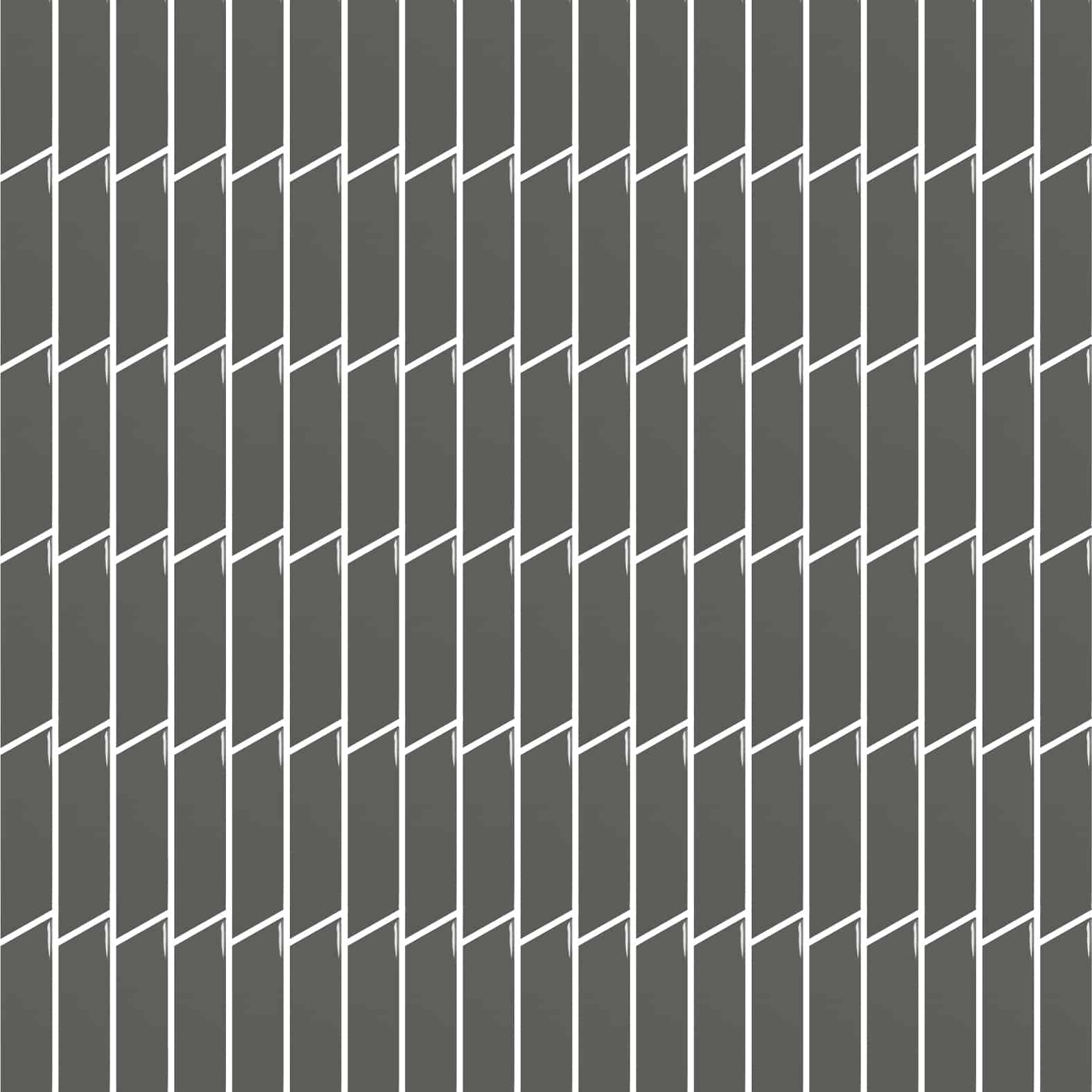 Carreaux de céramique Collection Chevron 2 po x 7 po gauche, gris foncé lustré