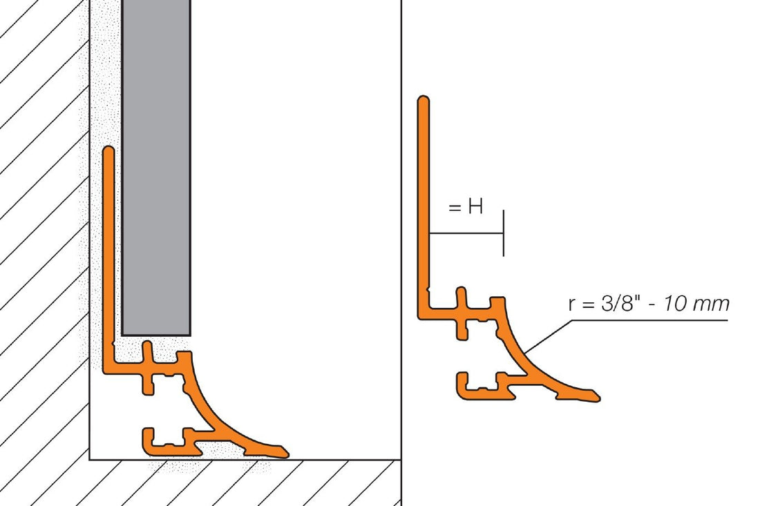 Schluter DILEX-AHKA Profilé à gorge avec un radius de 3/8" - aluminium anodisé chrome brossé 1/2" (12.5 mm) x 8' 2-1/2"