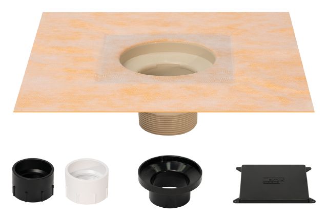 Schluter KERDI-DRAIN-F Kit de bride polypropylène avec raccords en ABS et PVC de 2"