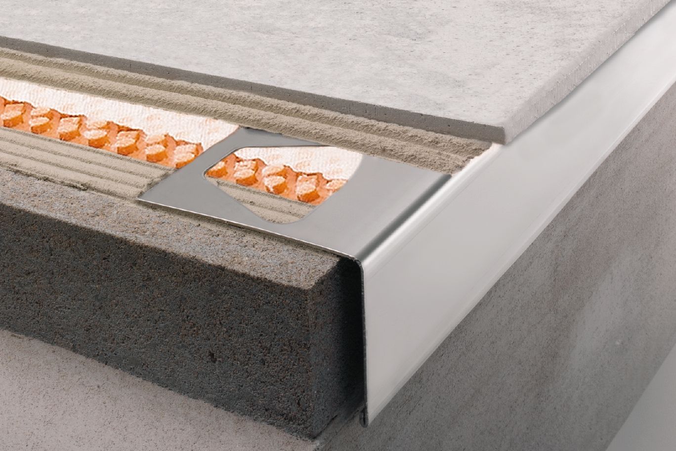 Schluter BARA-RW Raccord pour profilé de bordure de balcon aluminium gris classique 9/16" (15 mm)