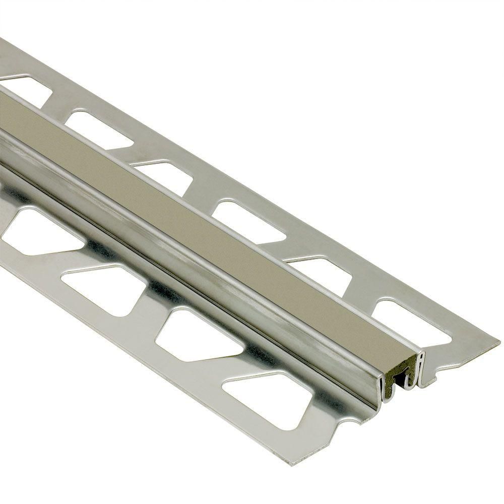 Schluter DILEX-KSN Profilé pour joint de surface avec insertion gris de 7/16" - acier inoxydable (V2) 17/32" (14 mm) x 8' 2-1/2"